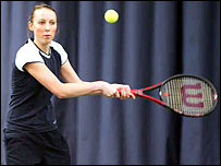 Zara Juenko in Training on the Tennis Court