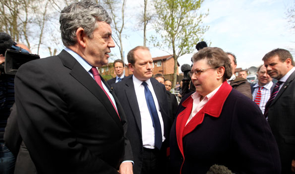 Prime Minister Gordon Brown with Gillian Duffy in Rochdale. Getty Images