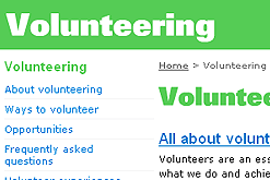 Sectuion from a website giving advice to volunteers