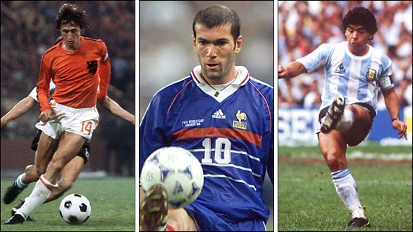 Johan Cruyff, Zinedine Zidane and Maradona - my favourite footballers ever.</
