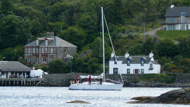 Yacht arriving at Tarbert