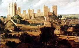 Painting of Pontefract Castle as it looked in the 17th century before the English Civil war