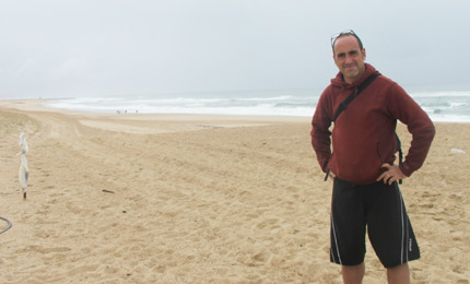 Our man in London Ian Parkinson greets the might of Hossegor in the Basque country ahead of a big session. Pic: Mark Sept 06