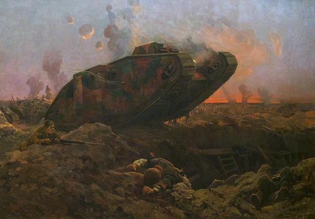 A Tank in Action (John Hassall, The Collection Art Archaeology in Lincolnshire, Usher Gallery) 