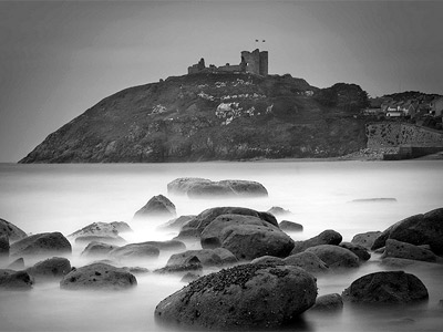 Criccieth castle in black and white by Peter.