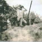 Young Maurice on top of the shelter using it as a look out post during all clear periods