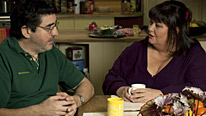 Fish fingers cause tension between Roger (Alfred Molina) and Val (Dawn French)