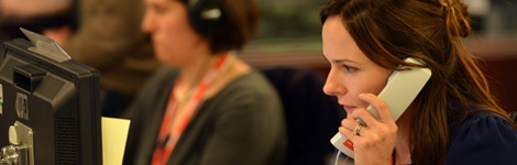 A woman on the phone in an office