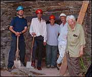 Some of the people involved in restoring the blast furnace