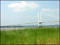 Severn Bridge view from Aust Beach