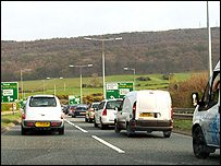 Stationary traffic at Greystones roundabout.