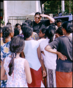 Fred with displaced Sri Lankans