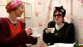 Inside the travelling tearoom. Photo by Peter Skelton