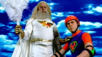 David as Angel Summoner and Robert as BMX bandit