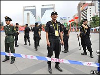 Security forces amid heightened security on People's Square