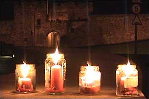 Candles outside Carlisle Castle