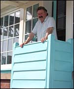 Mick Hewitt on the signal box balcony