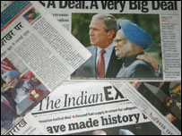 بوش و سينگ در صفحه روزنامه