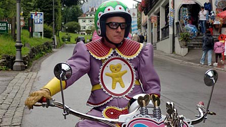 Eccentric artist Grayson Perry takes his teddy bear across Bavaria on a highly decorated Kenilworth AM1 motorcycle