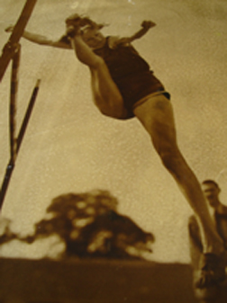 Dorothy in full motion in the 1948 Olympics
