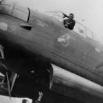 Jack Russell pictured with the lancaster ED 655 at RAF Scampton