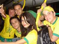 Brazilian supporters on the bus
