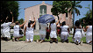 The Ladies in White Organisation, the wives and female relatives of jailed Cuban dissidents pray for their release on Havana's Fifth Avenue. Photo by: ADALBERTO ROQUE/AFP/Getty Images
