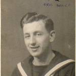 New Years Day 1942 — This photograph is of Arthur Ward’s brother OP/TEL Eric Ward H.M.S. Royal Arthur, Skegness, Lincolnshire on the first day in the Royal Navy. He was later to serve on H.M.S. Unicorn and other aircraft carries. He survived the war.