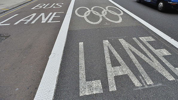 One of the Olympic bus lanes during London 2012