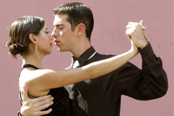 Tango dancers in La Boca district of Buenos Aires