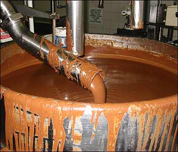 Vat of melted chocolate