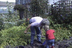 Nica's grandson helps out