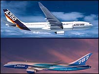 Airbus A350 đang cạnh tranh với Boeing Dreamliner 787