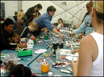 Children take part in crafts workshops.