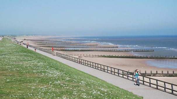 The sun beats down on Aberdeen beach.