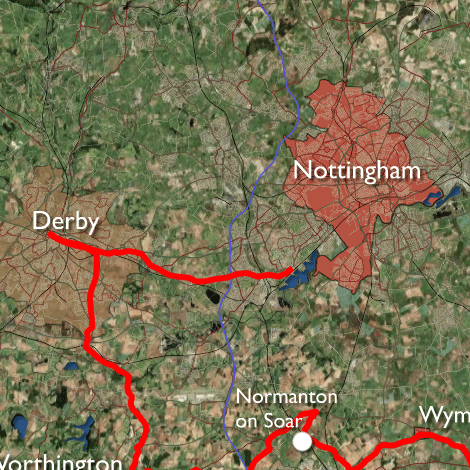 Final route between Attenborough and Holme Pierrepont in Nottingham