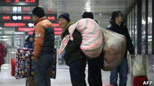 北京西客站的铁路旅客