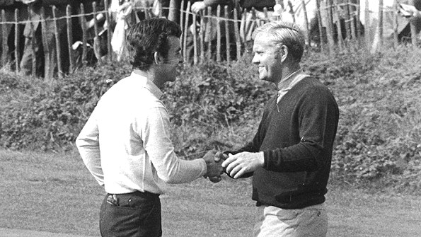 Tony Jacklin (left) and Jack Nicklaus
