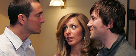 Will Mellor as Barmpot, Tracy-Ann Oberman as Amy, and Dean Lennox Kelly as Dex