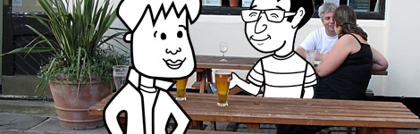 Tim and Khalid at the pub