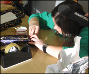 lady wrapping gifts