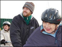 Three people enjoying BikeActive at Alton Water