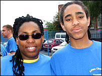 Sandra Daniels and son