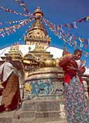 Women outside Buddhist temple in Nepal