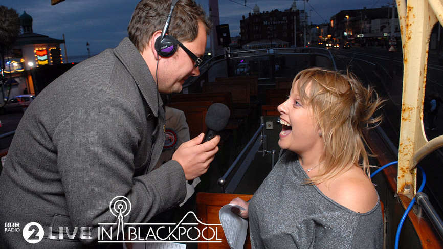 Alan Carr on Blackpool's Princess Alice Tram