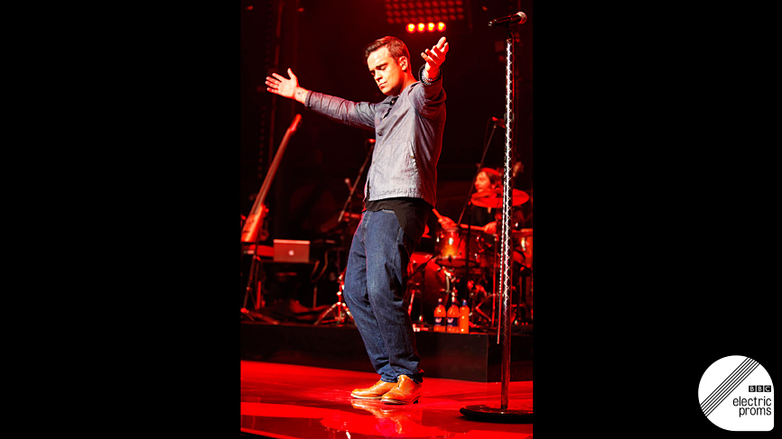 Robbie Williams performs at BBC Electric Proms 2009