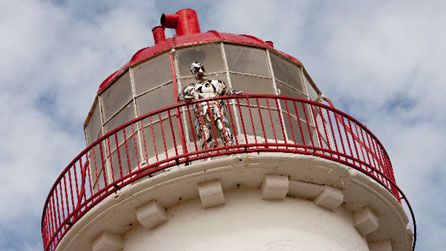 The Keeper sculpture looks out from Point of Ayr lighthouse