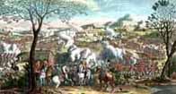 Battle of Culloden - a contemporary coloured print giving an artists impression