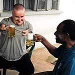 Geoff and James enjoy some beer