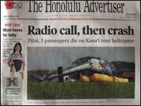 Newspaper article about the recent crash